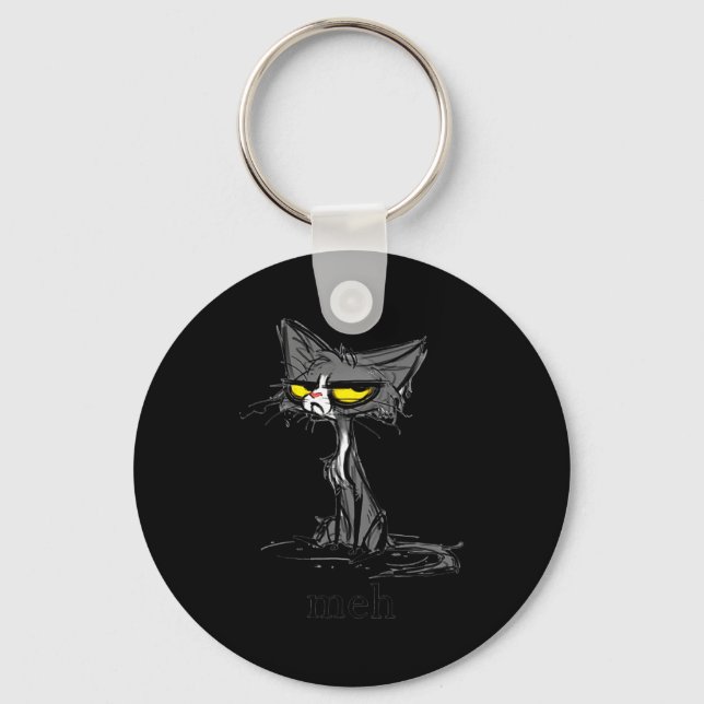 Porte-clés Cadeau drôle de chat meh pour les amateurs de chat (Recto)
