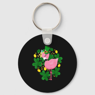 Porte-clés Cadeau drôle de la Saint-Patrick flamant rose pour