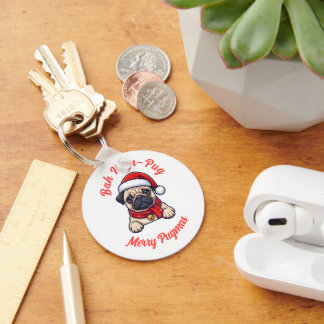 Porte-clés Cadeau drôle de Noël Pug grincheux Joyeux pour ama