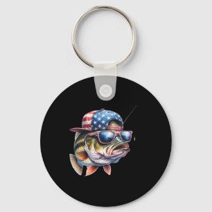 Porte-clés Cadeau drôle de pêche et de pêcheur Drapeau améric