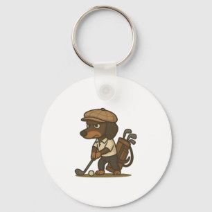 Porte-clés Cadeau drôle pour golfeur � Dachshund sur le Tee