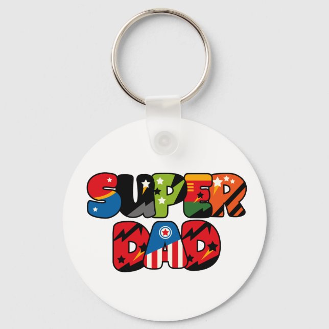 Porte-clés Cadeau fête des pères Superdad Superhero Super Pap (Recto)