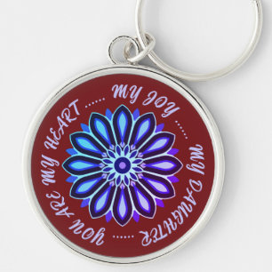 PORTE-CLÉS CADEAU FLEUR MODERNE DE MAMAN PAPA SOEUR FILS PATR