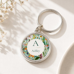 Porte-clés Cadeau Floral Personnalisé avec les Initiales du N