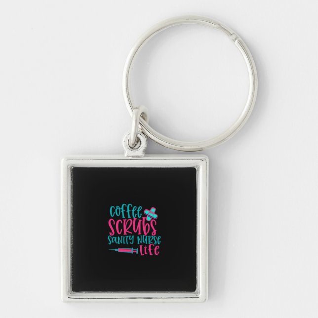 Porte-clés Cadeau infirmière | Coffee Scrubs Sanity Nurity Li (Devant)