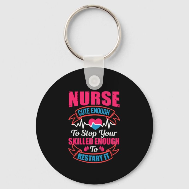 Porte-clés Cadeau infirmière | Infirmière Assez Mignonne Pour (Recto)