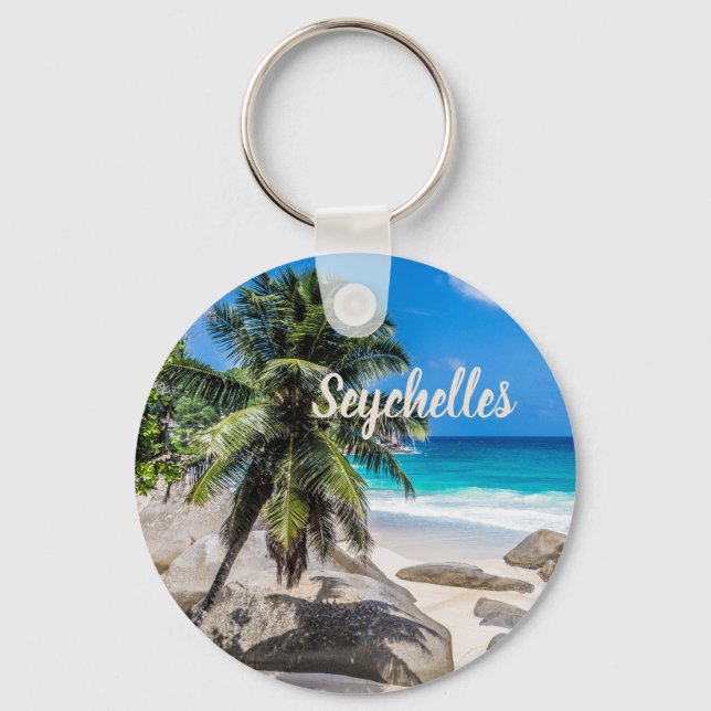 Porte-clés cadeau Mahe Seychelles Carana Beach (Recto)