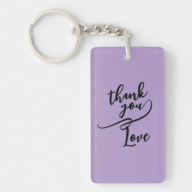 Porte-clés cadeau Merci écriture violette lavande (Devant)
