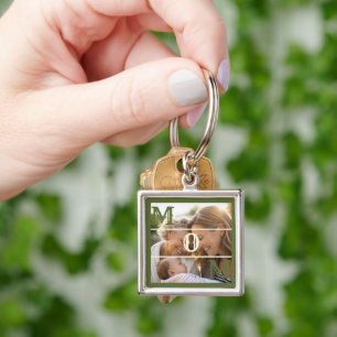 Porte-clés Cadeau Minimaliste Vert Olive avec Photo pour Mama