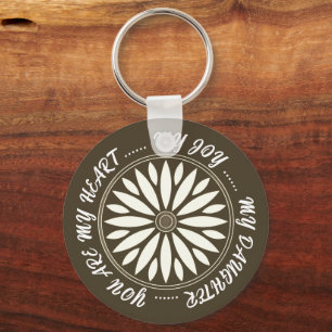 PORTE-CLÉS CADEAU MODERNE FLEUR DE MAMAN PAPA SOEUR FILS PATR