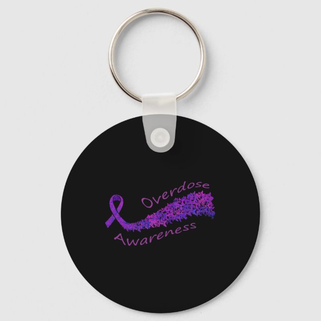 Porte-clés Cadeau Papillon Ruban Violet de Sensibilisation  (Recto)