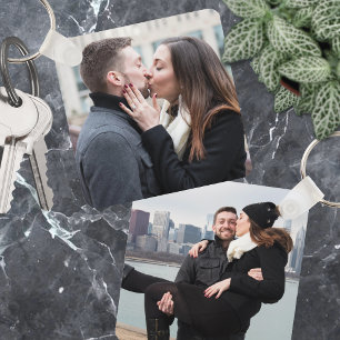 Porte-clés Cadeau personnalisé double face avec deux photos