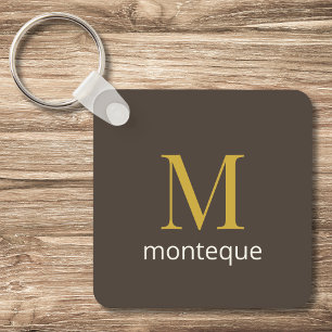 Porte-clés Cadeau Personnalisé Luxe Taupe avec Monogramme pou