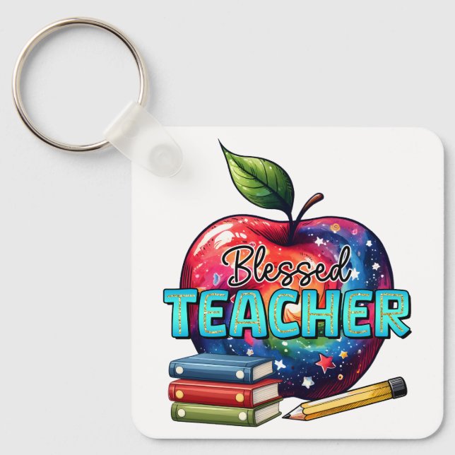 Porte-clés Cadeau pour Enseignant | Enseignant Bienheureux (Recto)