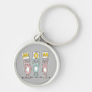 Porte-clés Cadeau pour maman design lapins amusants