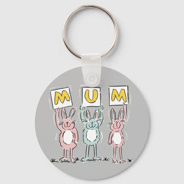 Porte-clés Cadeau pour maman Fun Rabbits Design (Recto)