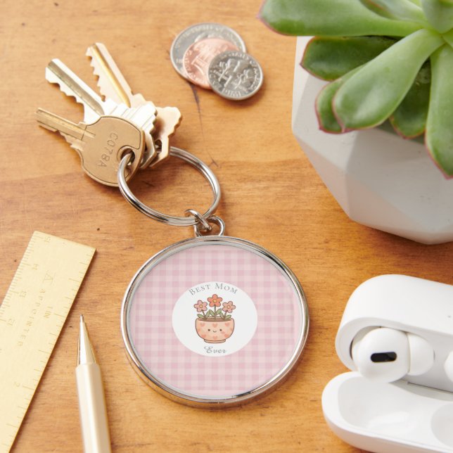 Porte-clés Cadeau pour maman,Meilleure maman,Cochon rose à ca (Bureau)