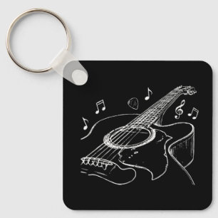 Porte-clés Cadeau pour musicien joueur de guitare acoustique