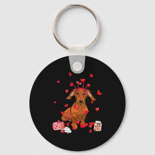 Porte-clés Cadeau Saint-Valentin Chien Dachshund Mignon Saint