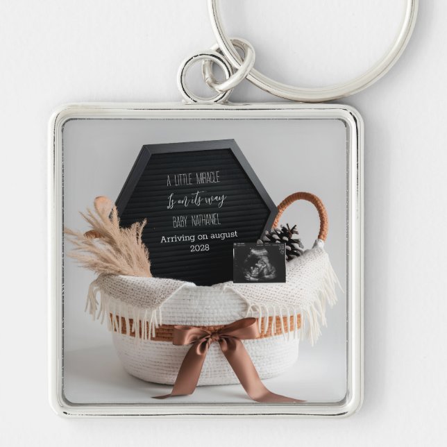 Porte-clés Cadeau simple et élégant d'annonce de grossesse bo (Devant)