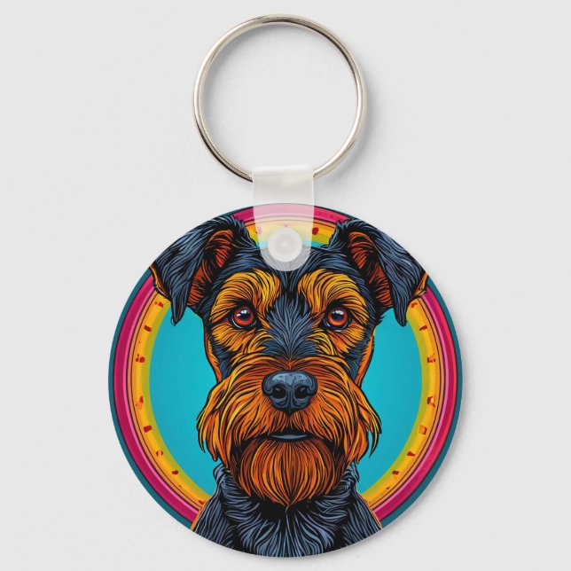 Porte-clés Cadeau vibrant et abstrait pour amateur de chiens  (Recto)