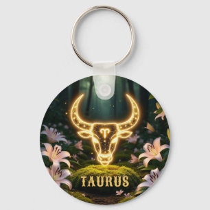 Porte-clés Cadeau Zodiaque Taureau avec Luxe Botanique
