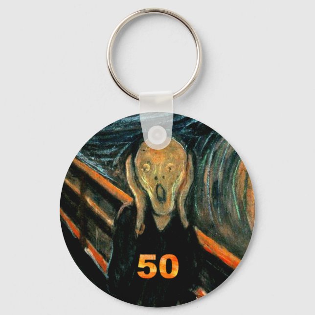 Porte-clés Cadeaux 50e Anniversaire, Le cri 50! (Recto)