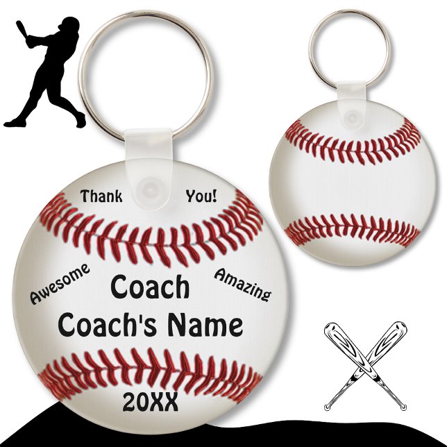 Porte-clés Cadeaux bon marché pour entraîneurs Clavier de bas (Cheap Baseball Coach Gifts. Black, Red and White. End of Baseball Season, gifts for baseball coaches)