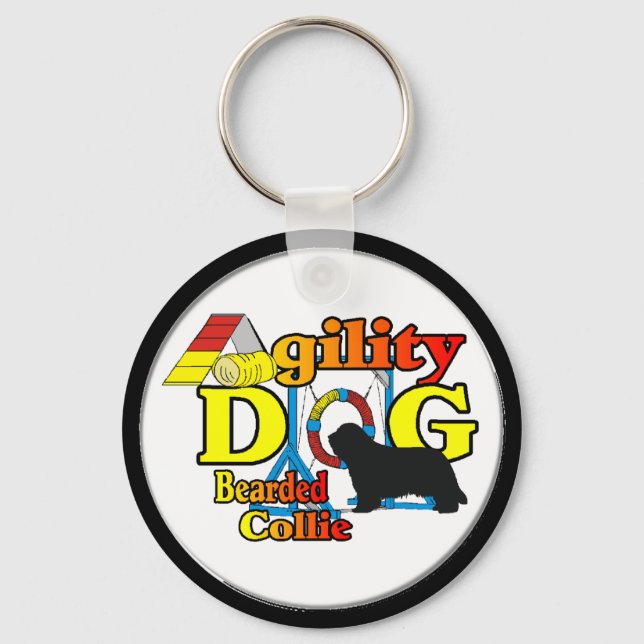 Porte-clés Cadeaux d'agilité de Collie à coeur (Recto)