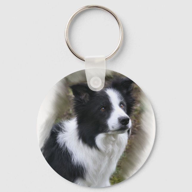Porte-clés Cadeaux d'art Collie Frontière (Recto)