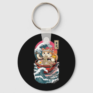 Porte-clés Cadeaux d'art japonais de chat de ramen d'anime po