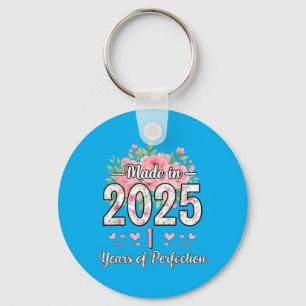 Porte-clés Cadeaux de 1er anniversaire floraux fabriqués en 2