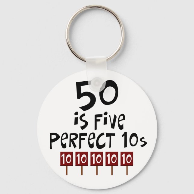 Porte-clés Cadeaux de 50e anniversaire, 50 est 5 10s parfaits (Recto)