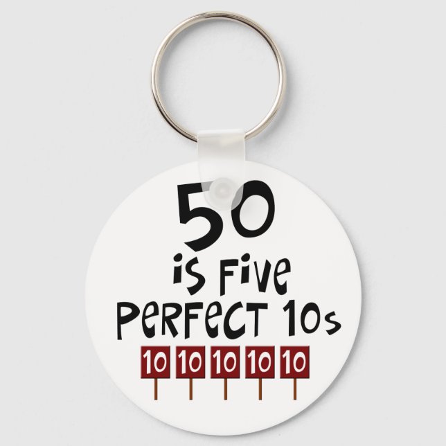 Porte-clés Cadeaux de 50e anniversaire, 50 est 5 10s parfaits (Recto)