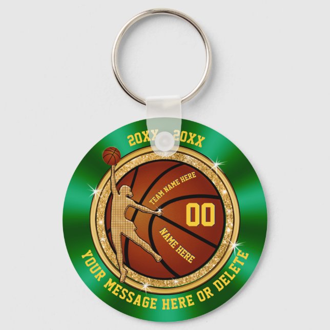 Porte-clés Cadeaux de basket-ball vert et or bon marché pour  (Recto)