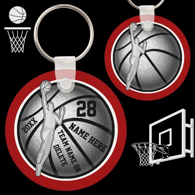 Porte-clés Cadeaux de basket bon marché pour les garçons Votr (Personalised Basketball Team gifts for boys. Cheap Basketball Key Rings. Basketball Trinkets, Team.)