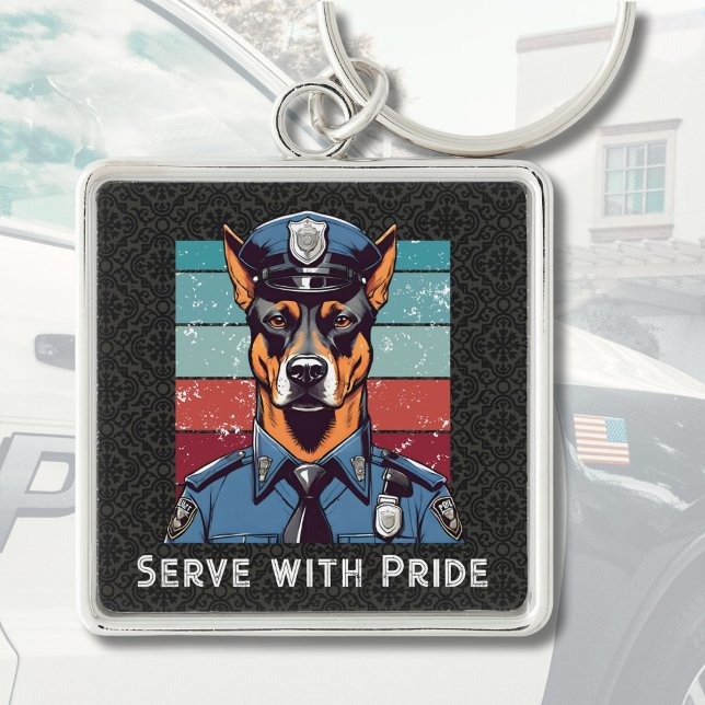 Porte-clés Cadeaux de chiens de police personnalisés Papa Lui (Custom Text Dog Gifts for Police Officers Dad Him)