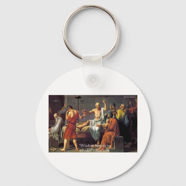 Porte-clés Cadeaux de citations de Socrate "Sagesse/Merveille (Recto)