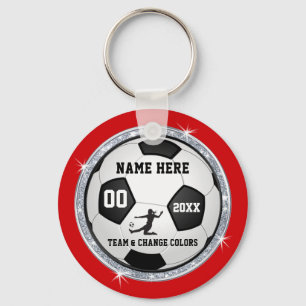 Porte-clés Cadeaux de football bon marché rouges, argentés et