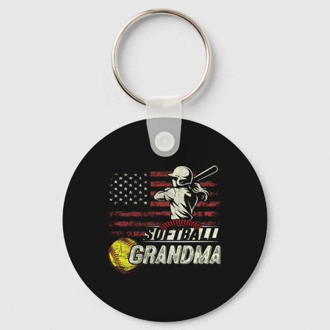 Porte-clés Cadeaux de grand-mère de softball Drapeau américai (Recto)