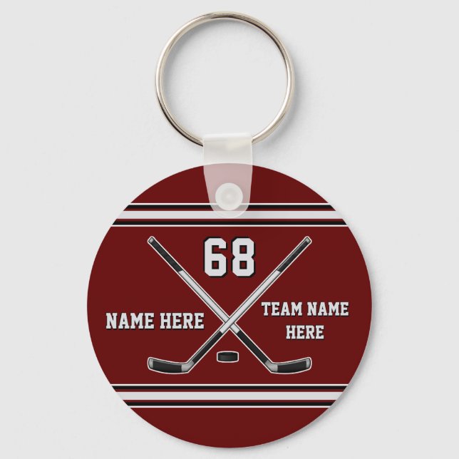 Porte-clés Cadeaux de l'équipe de hockey à bas prix Maroon et (Recto)