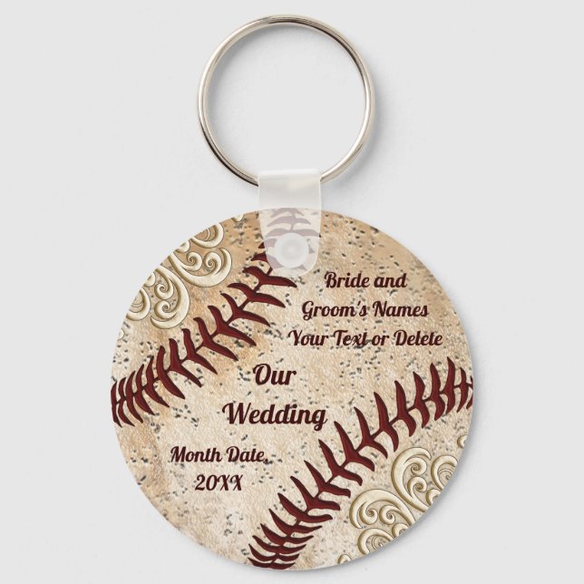Porte-clés Cadeaux de mariage personnalisés de baseball, Base (Recto)