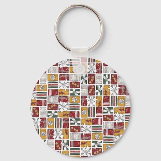 Porte-clés Cadeaux de Noël avec ruban (Recto)