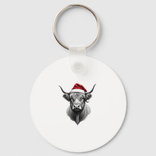 Porte-clés Cadeaux de Noël Bébé Vache Highland Mignon Santa X