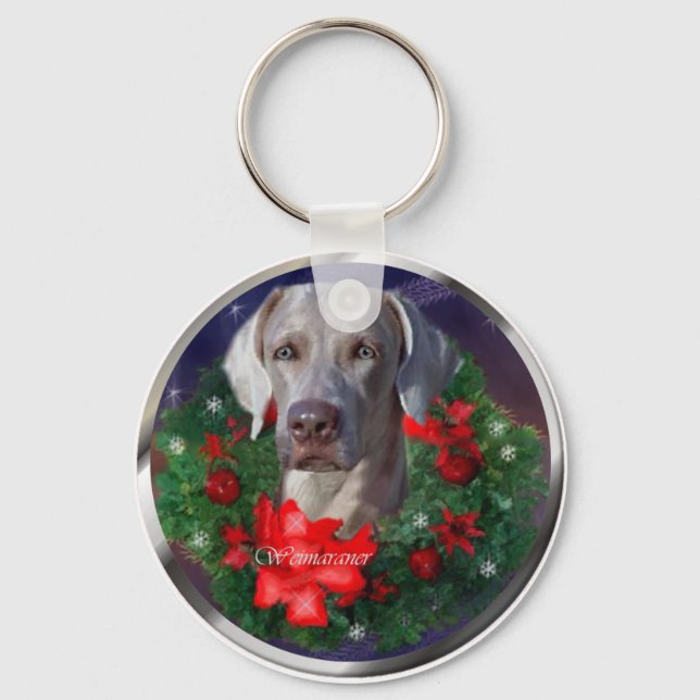 Porte-clés Cadeaux de Noël Weimaraner (Recto)
