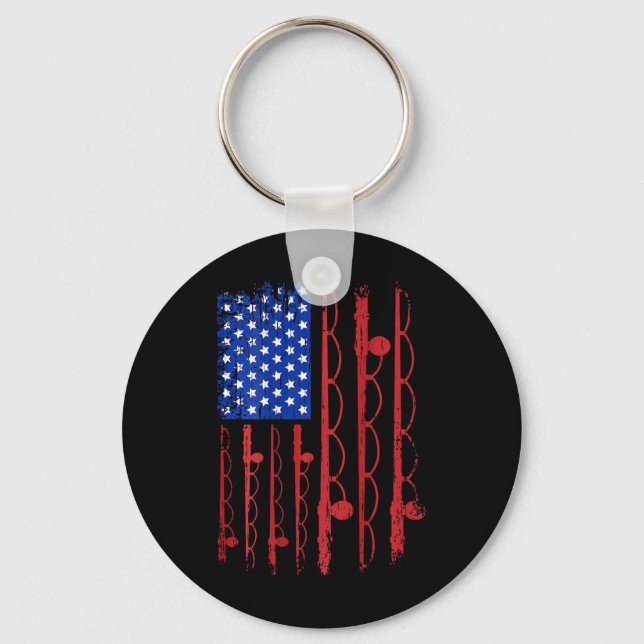 Porte-clés Cadeaux de pêche patriotiques Drapeau américain 4  (Recto)