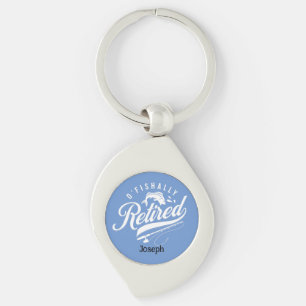 Porte-clés Cadeaux de retraite. Pêcheur/femme. Nom modifiable