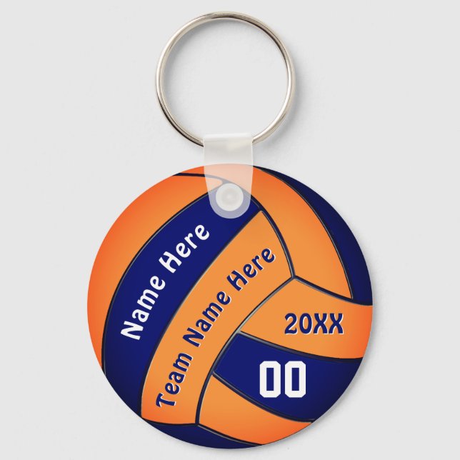Porte-clés Cadeaux de volley-ball de marine et orange avec 4  (Recto)