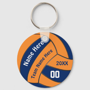 Porte-clés Cadeaux de volley-ball de marine et orange avec 4 