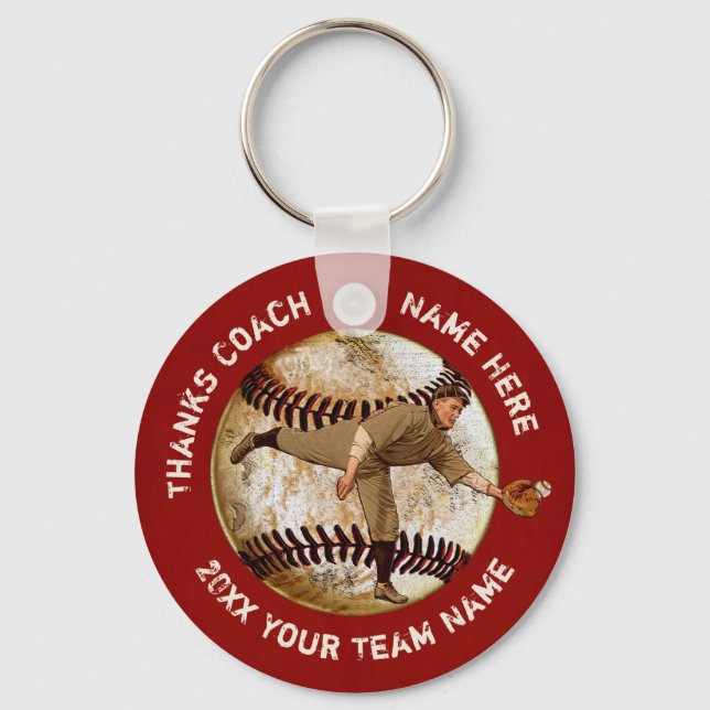 Porte-clés Cadeaux d'équipe de baseball à l'aspect vintage bo (Recto)